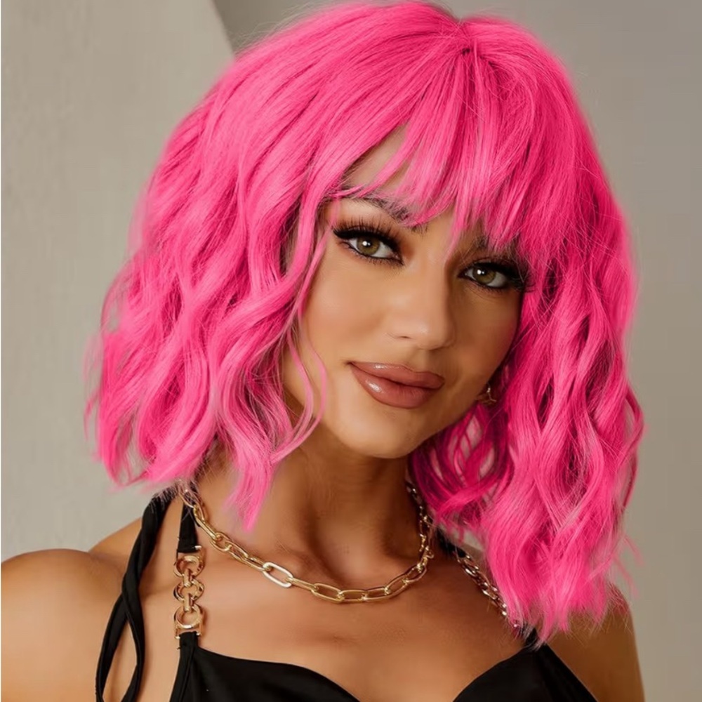 Vibrant Pink Wavy Wig